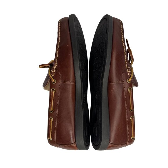 Eastland Brown Leather Boat Shoes‎ Moc Toe & Lace Detail Style Yarmouth Size 10W - Picture 9 of 12